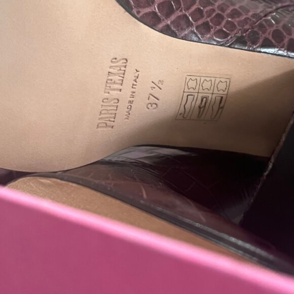 PARIS TEXAS NWT Square-Toe Crocodile-Effect Leather Knee Boots in Burgundy 7.5 - Picture 13 of 13